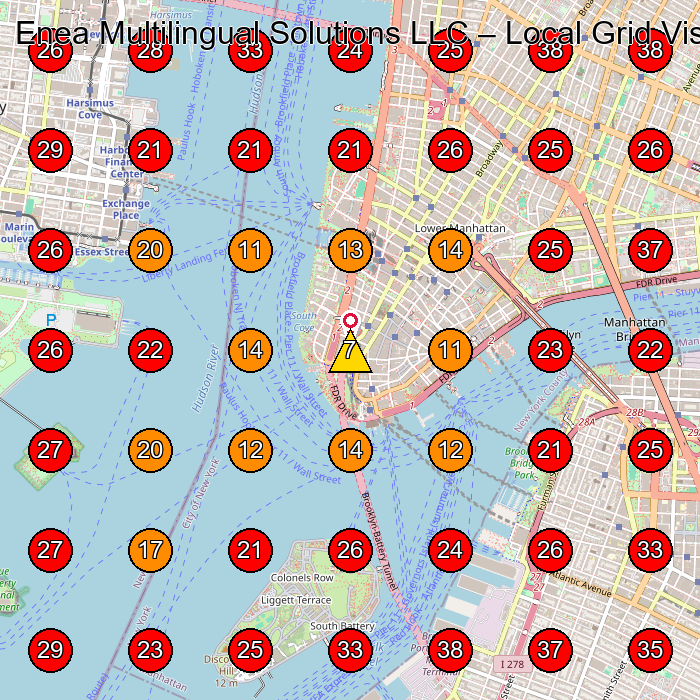 Enea Multilingual Solutions LLC GeoGrid visibility map for Legal Services in New York